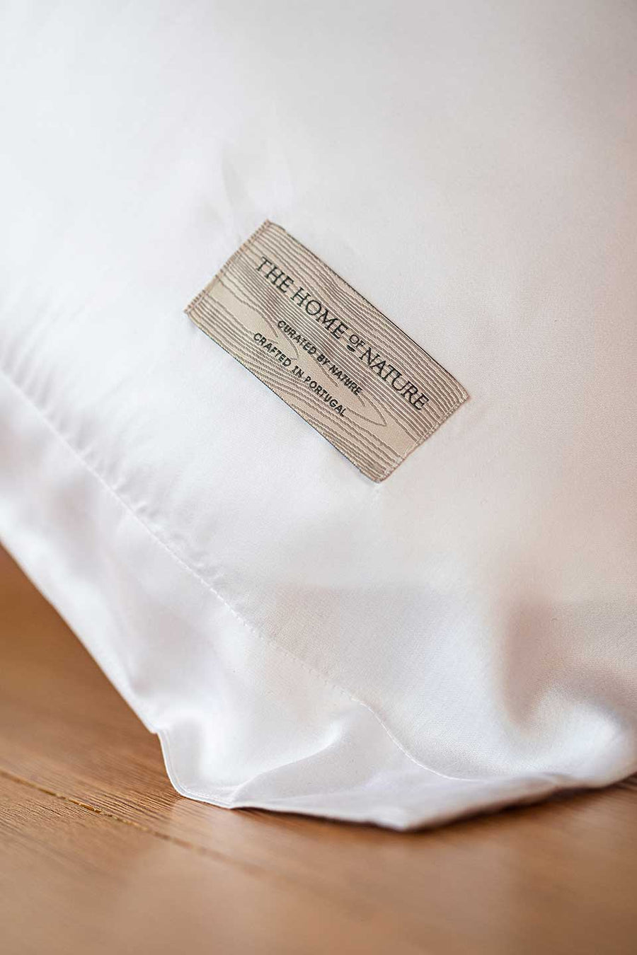 The Home of Nature label on a white TENCEL™ Lyocell Sateen duvet cover.